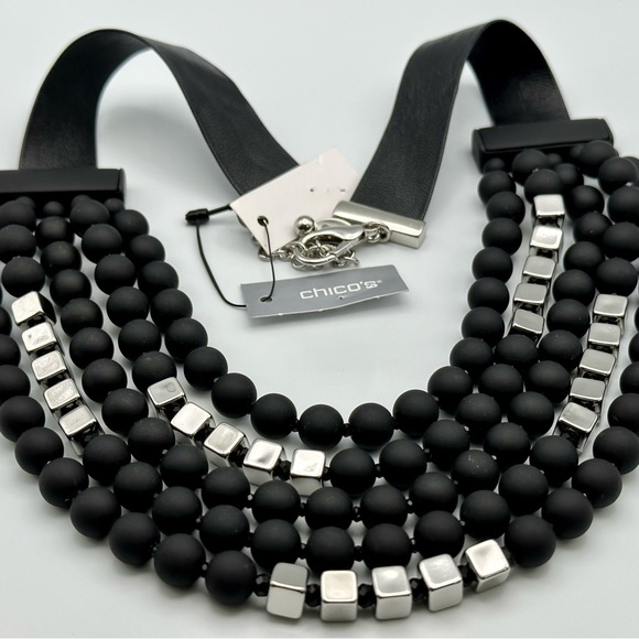 Chicos, NWT black and silver beaded necklace - Picture 9 of 15